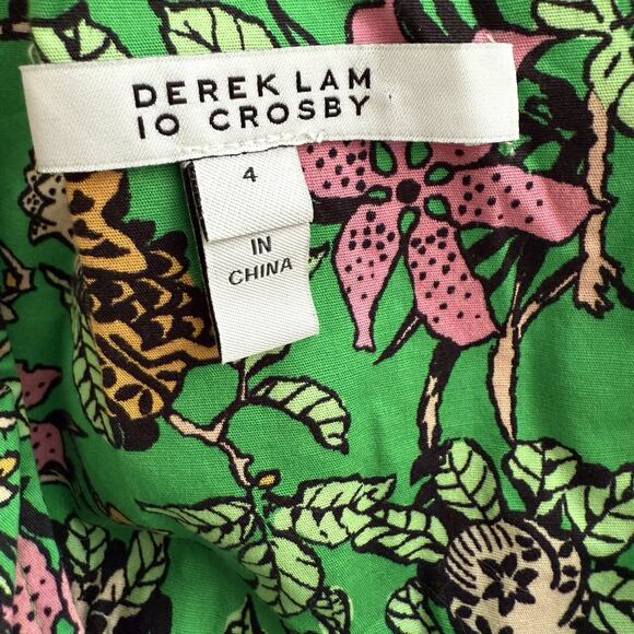 DEREK LAM 10 CROSBY Greta Floral Flutter Sleeve Midi Dress In Green Size 4 - Picture 9 of 14